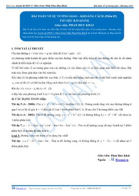 Tài liệu bài giảng Bài toán về sự tương giao  khoảng cách (phần 01)